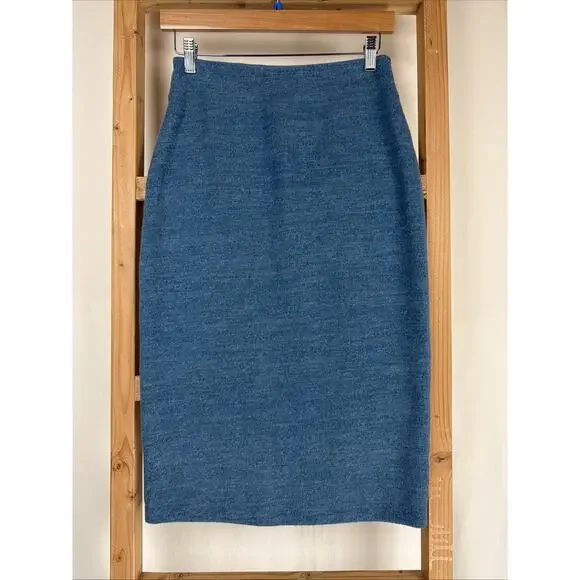 NWT Inoah Blue Knee Length Pull On Pencil Skirt #0860 Size SMALL USA - Picture 1 of 3